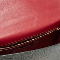 Pre Owned Dolce & Gabbana Dark Green Lizard Embossed Leather Lucia Top Handle Bag