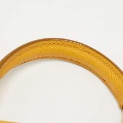 Pre Owned Dolce & Gabbana Yellow Leather Medium Miss Sicily Top Handle Bag