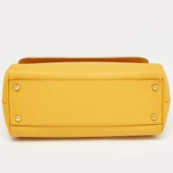 Pre Owned Dolce & Gabbana Yellow Leather Medium Miss Sicily Top Handle Bag