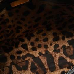 Pre Owned Dolce & Gabbana Black Crochet and  Leather Medium Miss Sicily Top Handle Bag