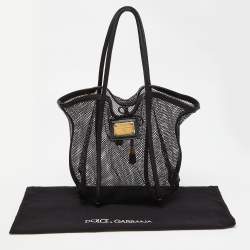 Pre Owned Dolce & Gabbana Black Mesh and Leather Open Tote