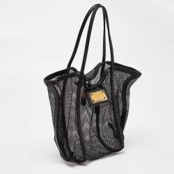 Pre Owned Dolce & Gabbana Black Mesh and Leather Open Tote