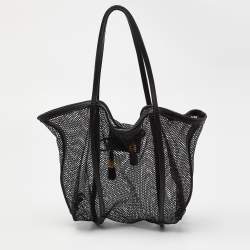 Pre Owned Dolce & Gabbana Black Mesh and Leather Open Tote