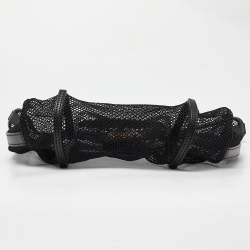 Pre Owned Dolce & Gabbana Black Mesh and Leather Open Tote