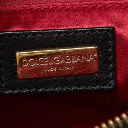 Pre Owned Dolce & Gabbana Brown/Black Leopard Print Coated Canvas and Leather Wristlet Pouch