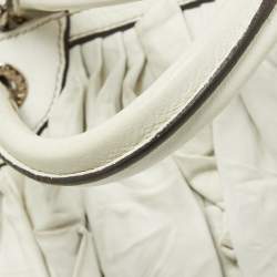 Pre Owned Dolce & Gabbana White Leather Ruffle Miss Brooke Satchel