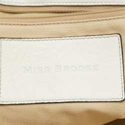 Pre Owned Dolce & Gabbana White Leather Ruffle Miss Brooke Satchel