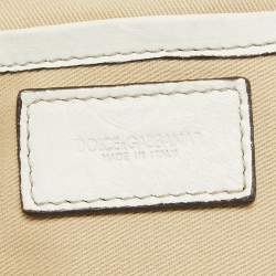 Pre Owned Dolce & Gabbana White Leather Ruffle Miss Brooke Satchel
