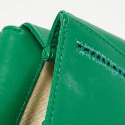 Pre Owned Dolce & Gabbana Green Leather Small Embroidered Miss Sicily Top Handle Bag