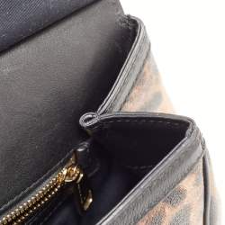 Pre Owned Dolce & Gabbana Brown/Black Leopard Print Coated Canvas and Leather Large Miss Sicily Top Handle Bag