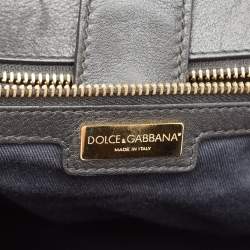 Pre Owned Dolce & Gabbana Brown/Black Leopard Print Coated Canvas and Leather Large Miss Sicily Top Handle Bag