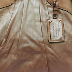 Pre Owned Dolce & Gabbana Metallic Pleated Leather Miss Brooke Bag
