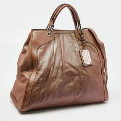 Pre Owned Dolce & Gabbana Metallic Pleated Leather Miss Brooke Bag