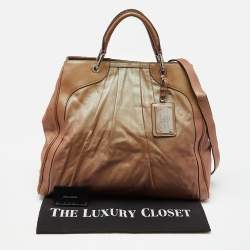 Pre Owned Dolce & Gabbana Metallic Pleated Leather Miss Brooke Bag