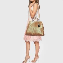 Pre Owned Dolce & Gabbana Metallic Pleated Leather Miss Brooke Bag