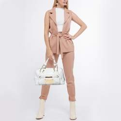 Pre Owned Dolce & Gabbana White Leather Buckle Satchel