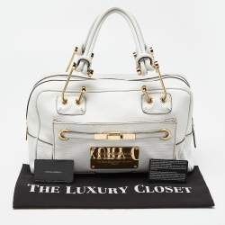 Pre Owned Dolce & Gabbana White Leather Buckle Satchel