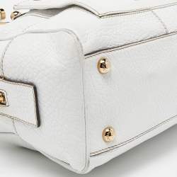 Pre Owned Dolce & Gabbana White Leather Buckle Satchel