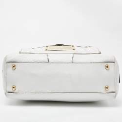 Pre Owned Dolce & Gabbana White Leather Buckle Satchel