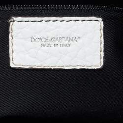 Pre Owned Dolce & Gabbana White Leather Buckle Satchel