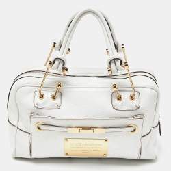 Pre Owned Dolce & Gabbana White Leather Buckle Satchel