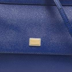 Pre Owned Dolce & Gabbana Blue Leather Small Miss Sicily Top Handle Bag