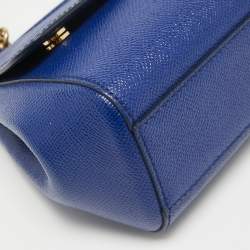 Pre Owned Dolce & Gabbana Blue Leather Small Miss Sicily Top Handle Bag