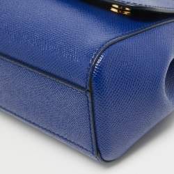 Pre Owned Dolce & Gabbana Blue Leather Small Miss Sicily Top Handle Bag