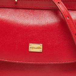 Dolce & Gabbana Red Leather Mini Miss Sicily Top Handle Bag
