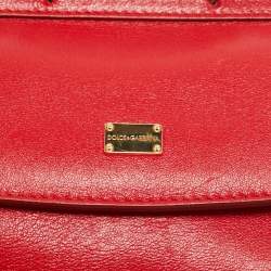 Dolce & Gabbana Red Leather Mini Miss Sicily Top Handle Bag