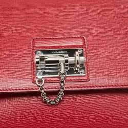 Pre Owned Dolce & Gabbana Red Leather Medium Miss Monica Top Handle Bag