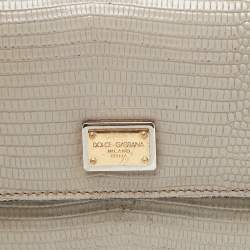 Dolce & Gabbana Grey Lizard Embossed Leather Trifold Wallet