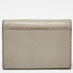 Dolce & Gabbana Grey Lizard Embossed Leather Trifold Wallet