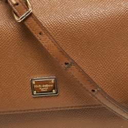 Pre Owned Dolce & Gabbana Brown Leather Small Miss Sicily Top Handle Bag