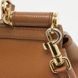 Pre Owned Dolce & Gabbana Brown Leather Small Miss Sicily Top Handle Bag