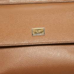 Pre Owned Dolce & Gabbana Brown Leather Small Miss Sicily Top Handle Bag