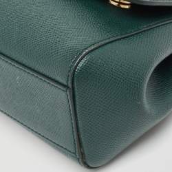 Pre Owned Dolce & Gabbana Green Leather Small Miss Sicily Top Handle Bag
