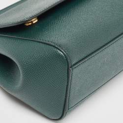 Pre Owned Dolce & Gabbana Green Leather Small Miss Sicily Top Handle Bag