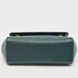 Pre Owned Dolce & Gabbana Green Leather Small Miss Sicily Top Handle Bag