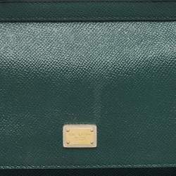 Pre Owned Dolce & Gabbana Green Leather Small Miss Sicily Top Handle Bag