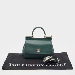 Pre Owned Dolce & Gabbana Green Leather Small Miss Sicily Top Handle Bag