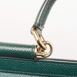 Pre Owned Dolce & Gabbana Green Leather Small Miss Sicily Top Handle Bag