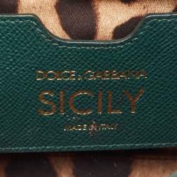 Pre Owned Dolce & Gabbana Green Leather Small Miss Sicily Top Handle Bag