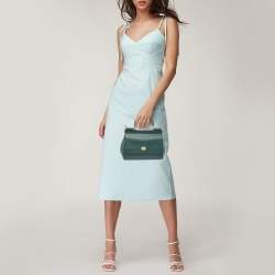 Pre Owned Dolce & Gabbana Green Leather Small Miss Sicily Top Handle Bag