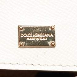Pre Owned Dolce & Gabbana White Leather Medium Miss Sicily Handle Bag