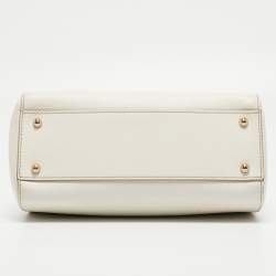 Pre Owned Dolce & Gabbana White Leather Medium Miss Sicily Handle Bag