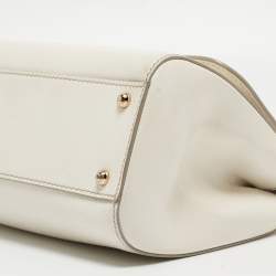 Pre Owned Dolce & Gabbana White Leather Medium Miss Sicily Handle Bag