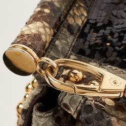 Pre Owned Dolce & Gabbana Multicolor Leather,Sequins and Python Large Miss Sicily Top Handle Bag