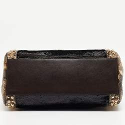 Pre Owned Dolce & Gabbana Multicolor Leather,Sequins and Python Large Miss Sicily Top Handle Bag