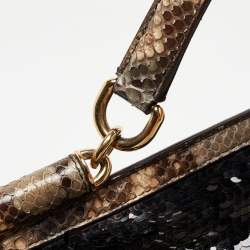 Pre Owned Dolce & Gabbana Multicolor Leather,Sequins and Python Large Miss Sicily Top Handle Bag